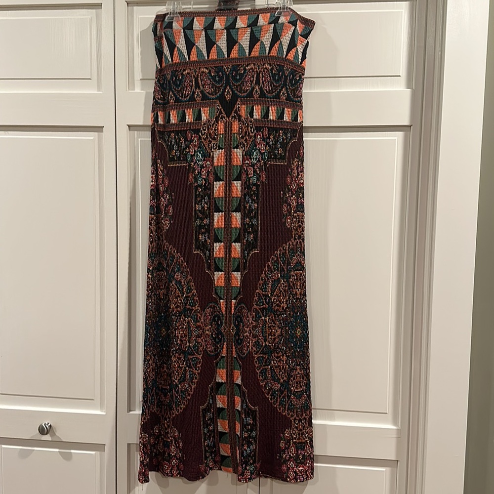 Farm Rio Anthropologie long burgundy knit maxi skirt - Picture 4 of 7